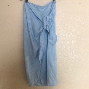 Forever21 Blue PinStriped Midi Wrap Skirt